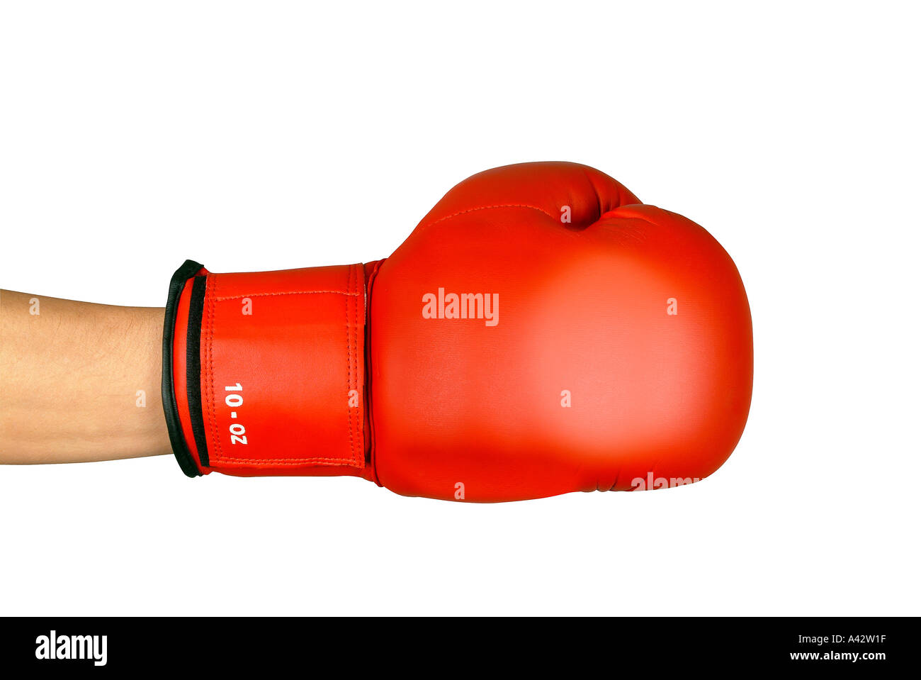 Red boxing glove on white background Roter Boxhandschuh auf weiss Freisteller Stock Photo