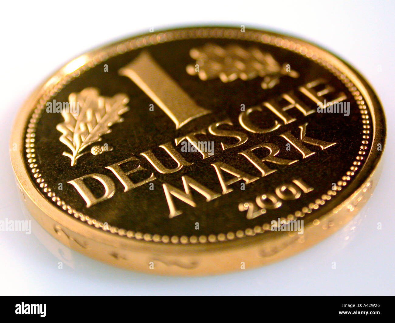 German Mark Goldmark 1 D Mark in gold Stock Photo
