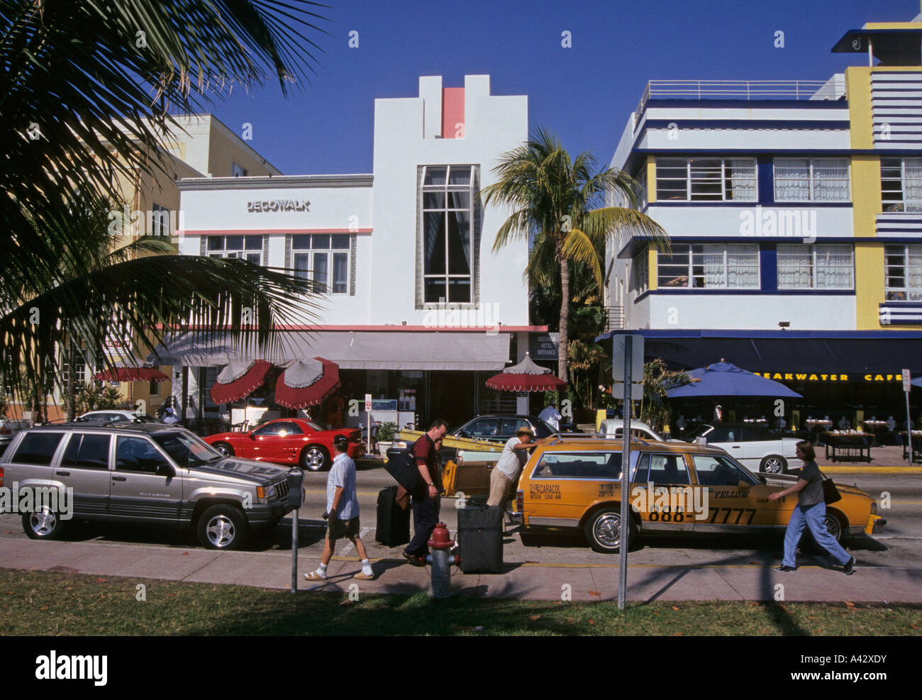 a view of Ocean Drive South Beach Miami Florida USA Stock Photo