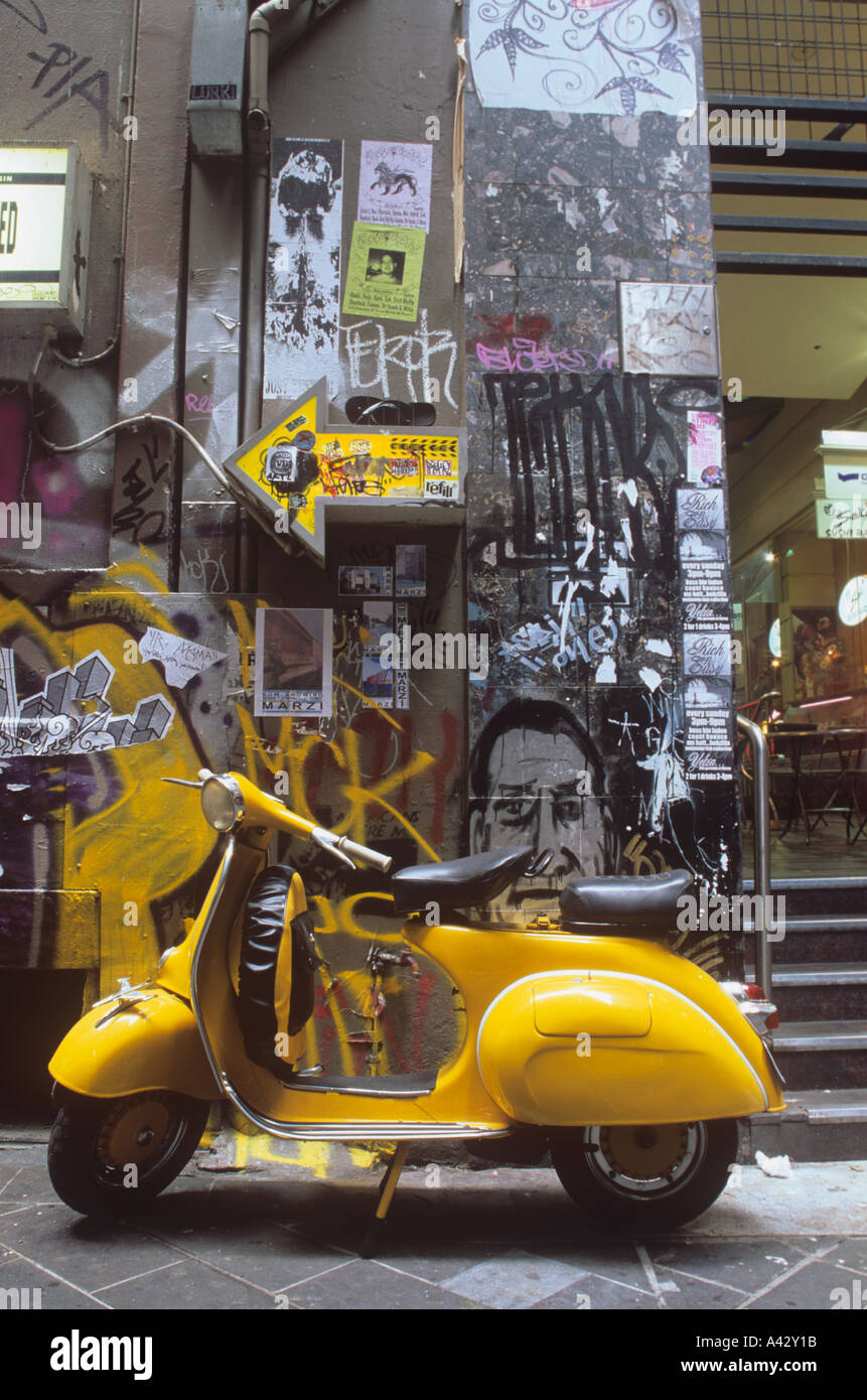 Scooter and Graffiti, Centre Places Alley, Melbourne centre, Victoria