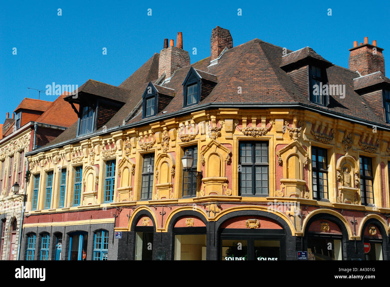 Old houses in Lille (France) Stock Photo