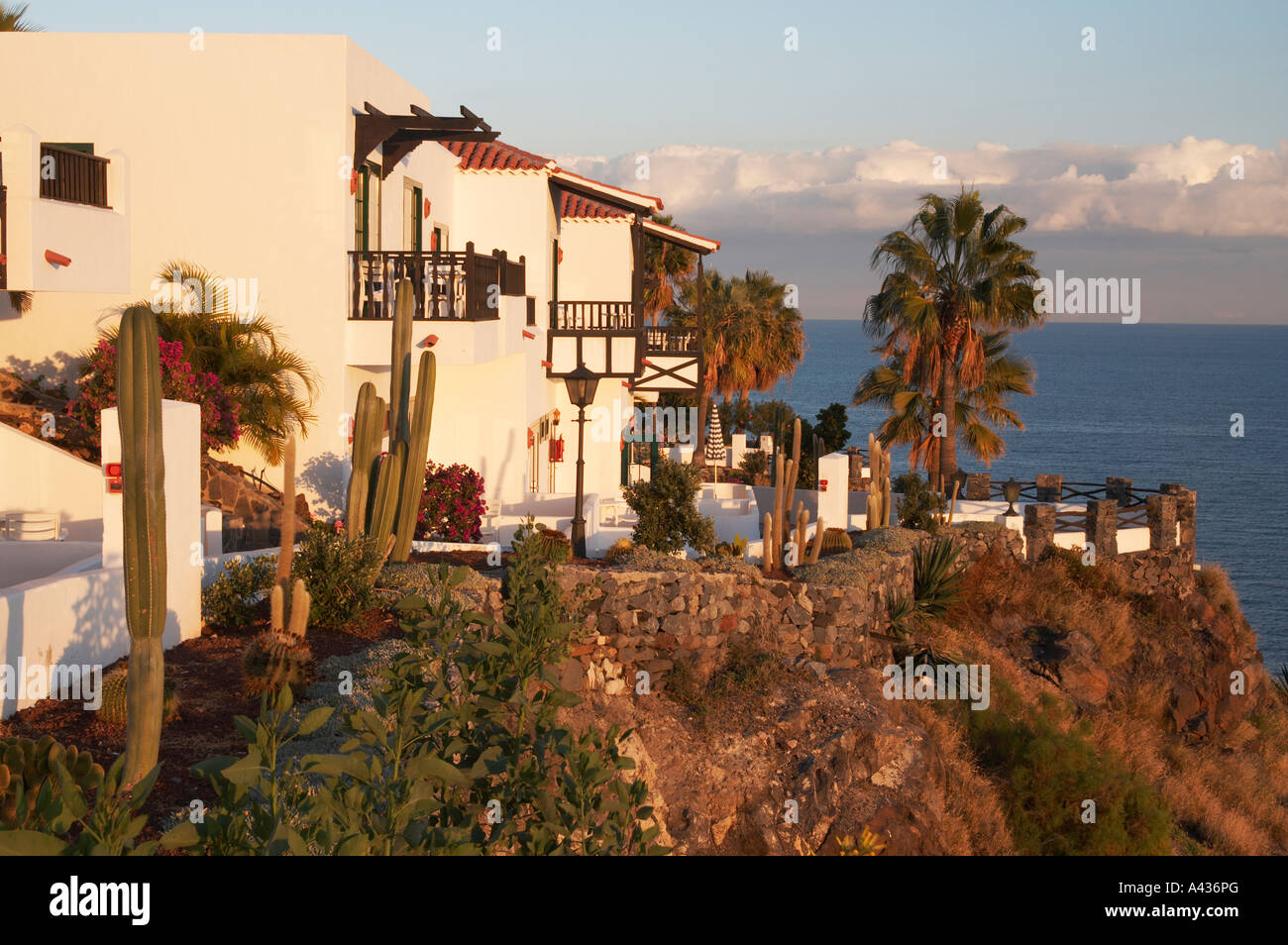 Hotel Jardin Tecina near Playa de Santiago on La Gomera in the Canary islands. Stock Photo