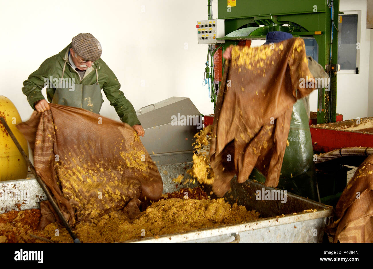 Apple drink production in Secondigny Stock Photo