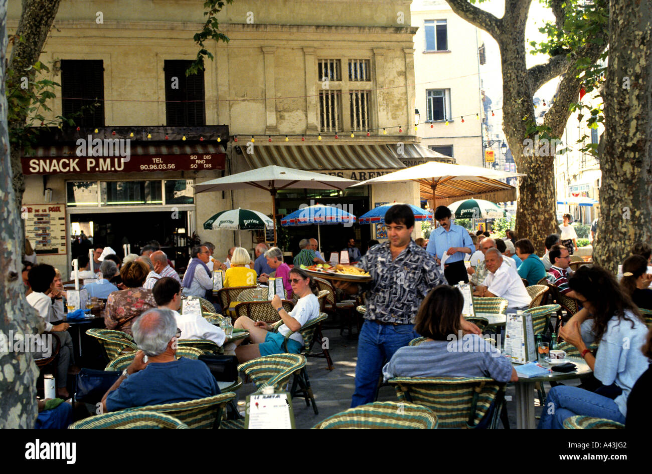 France Provence Arles South of France Typical outdoor cafe restaurant