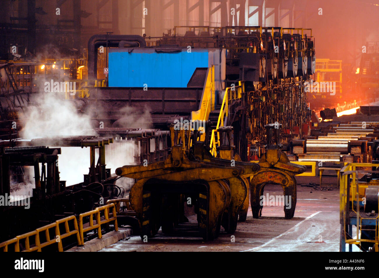 Steel slab being rolled on the Hot strip mill at Corus Llanwern