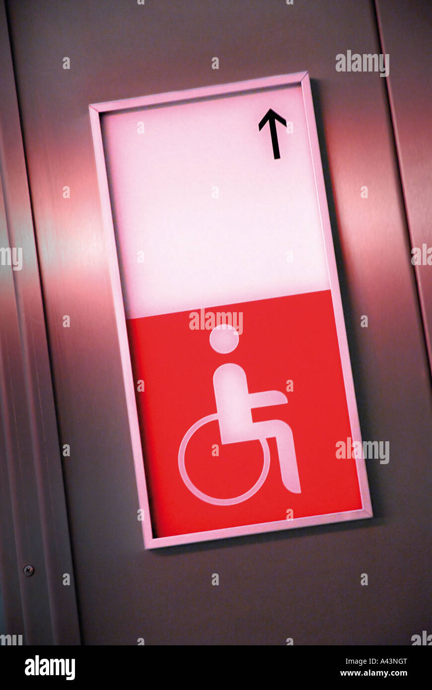 WHEELCHAIR ACCESSIBLE  ELEVATOR SIGN Stock Photo