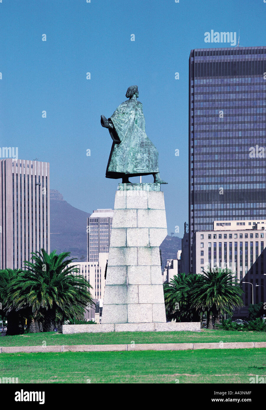 Statue of Bartolomeu Dias Portuguese navigator and explorer and first white man to see South Africa Cape Town South Africa Stock Photo
