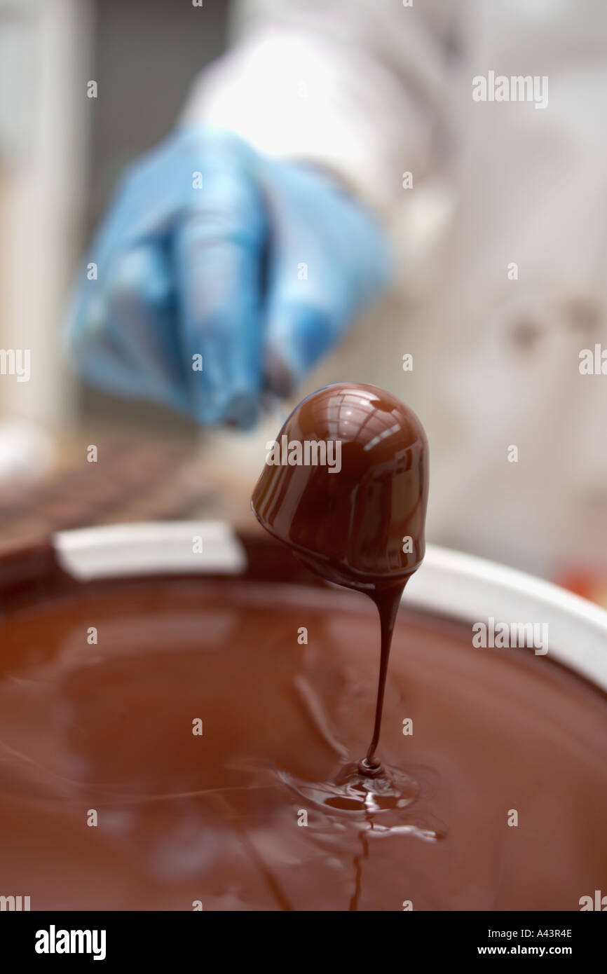 The process of making handmade chocolates Stock Photo