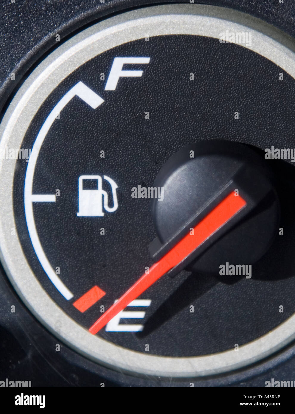 Automobile fuel gauge showing empty Stock Photo Alamy