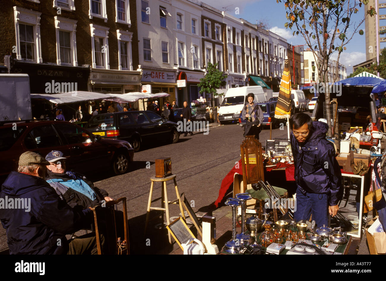 Golborne road Notting Hill, London 1990s. North end of Portobello Road