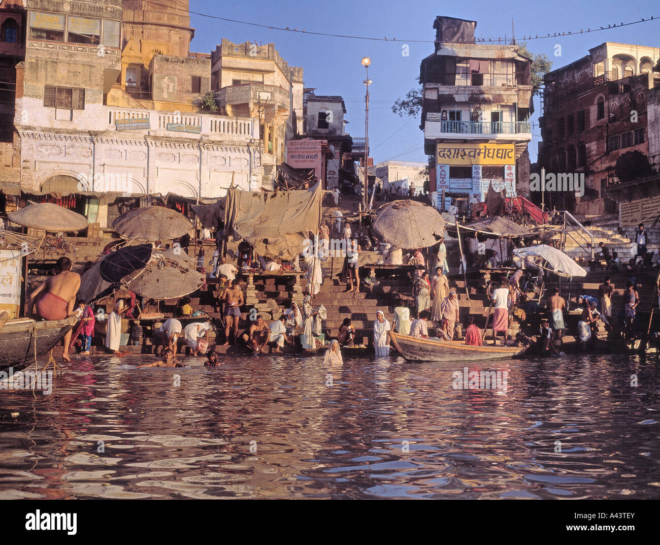 Bathing Ghats Varanasi India Stock Photo - Alamy
