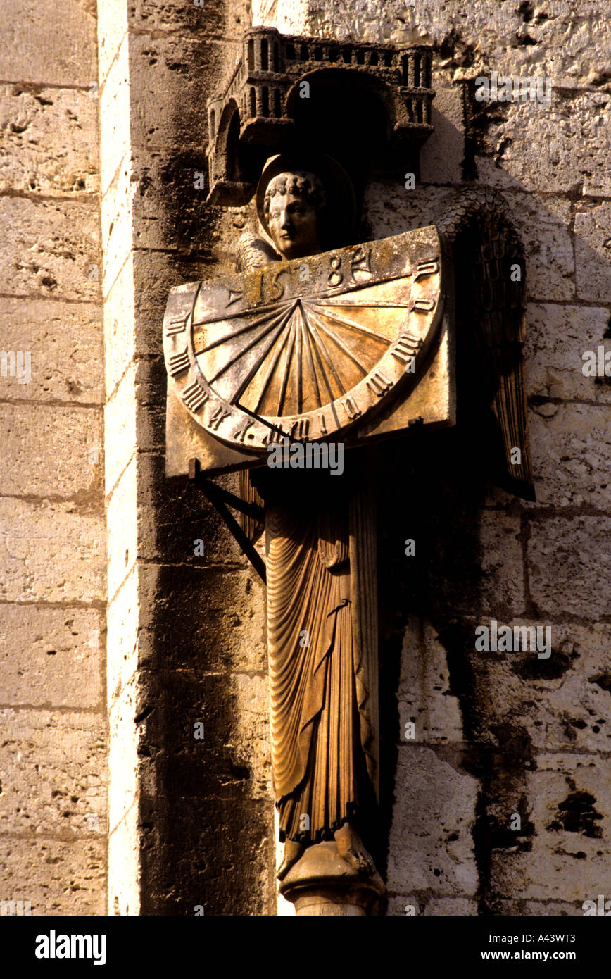 sun dial Chartres Cathedral Gothic Church  French France    ornament Stock Photo