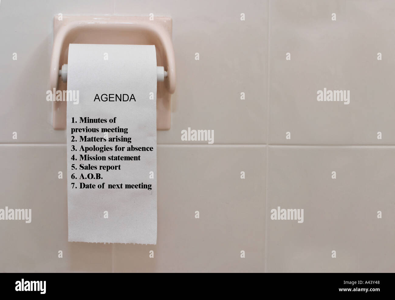 Toilet-roll meeting agenda Stock Photo