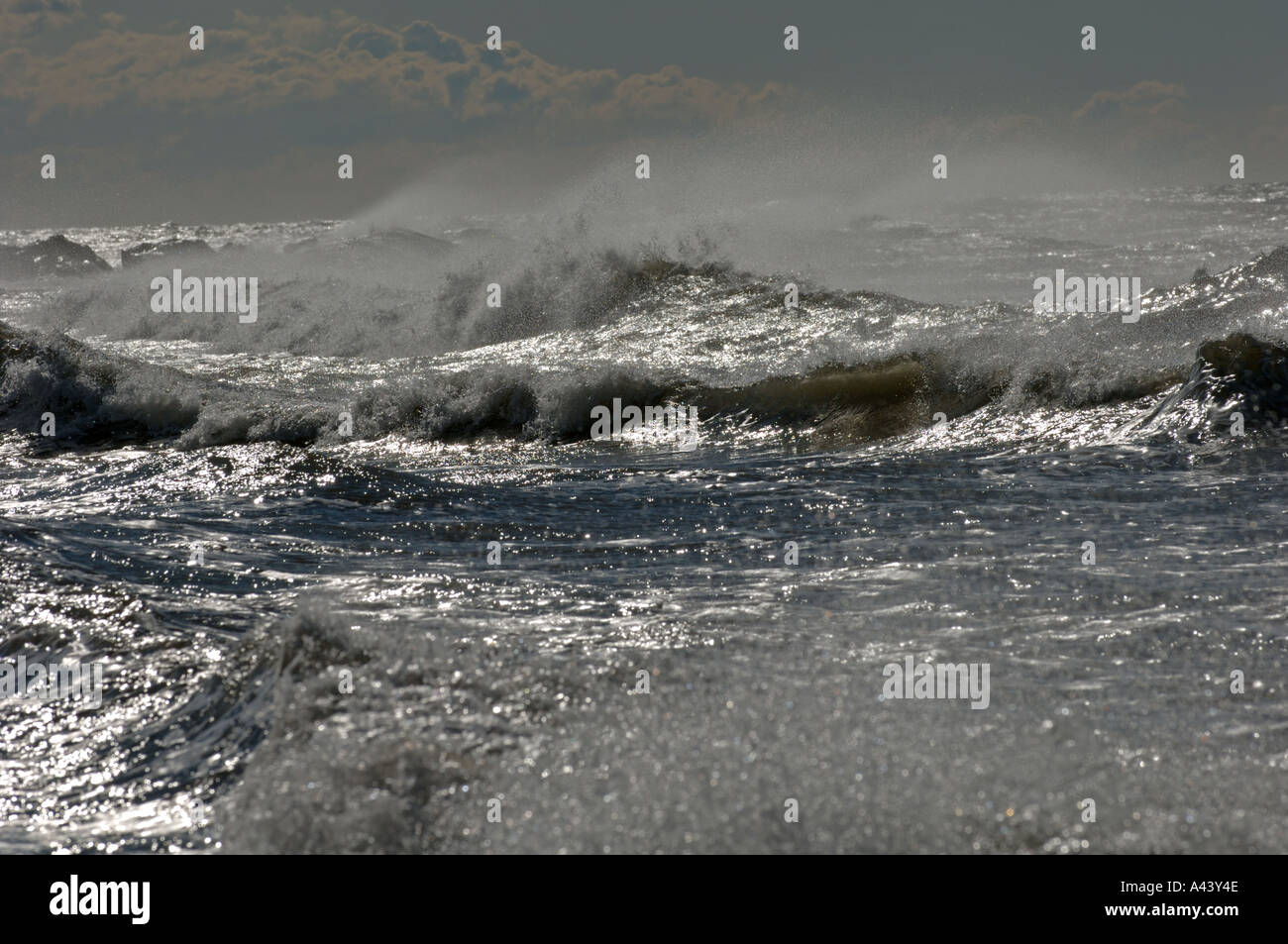 Rough seas off Northumberland UK winter Stock Photo - Alamy