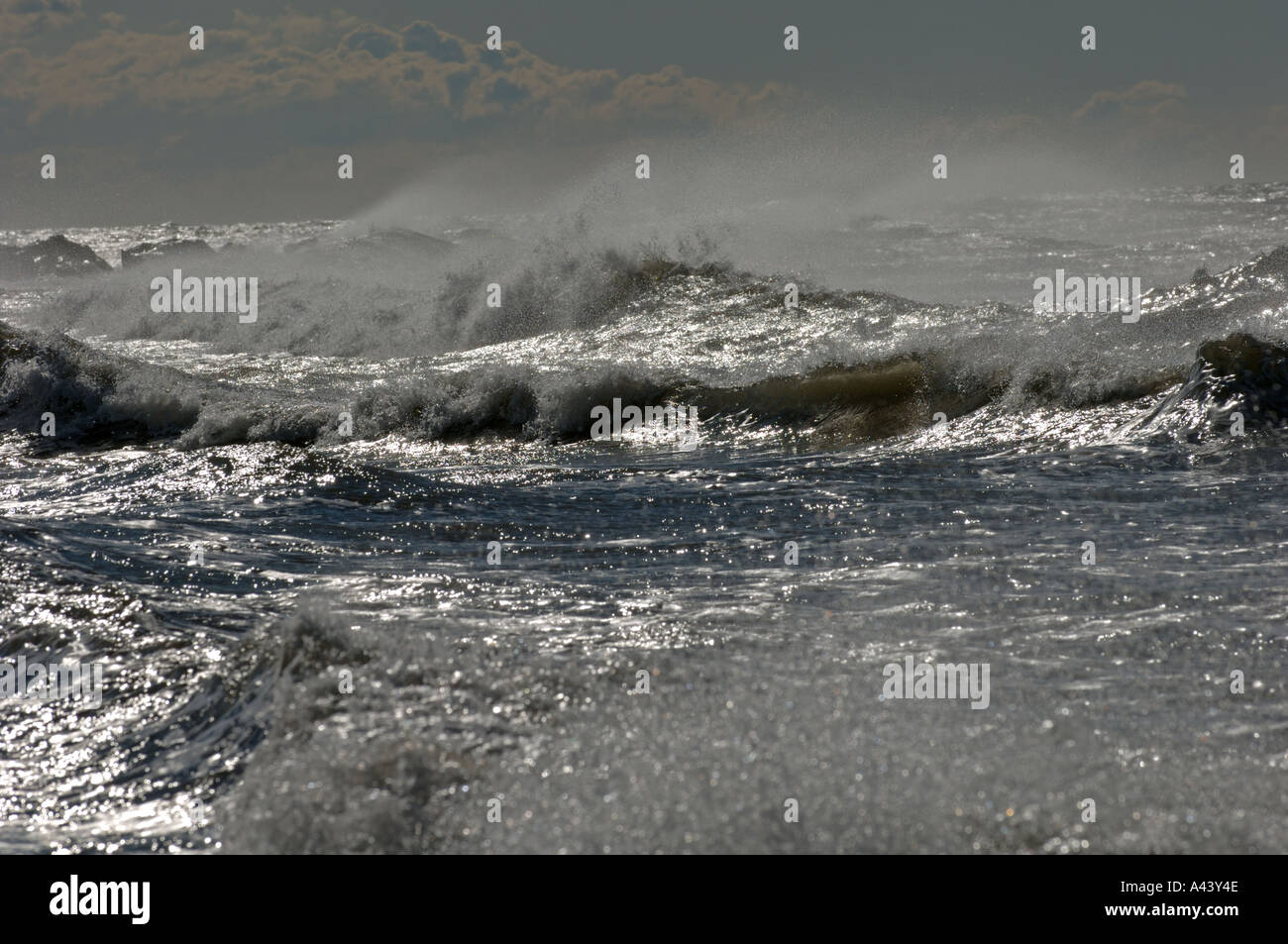 Rough seas off Northumberland UK winter Stock Photo