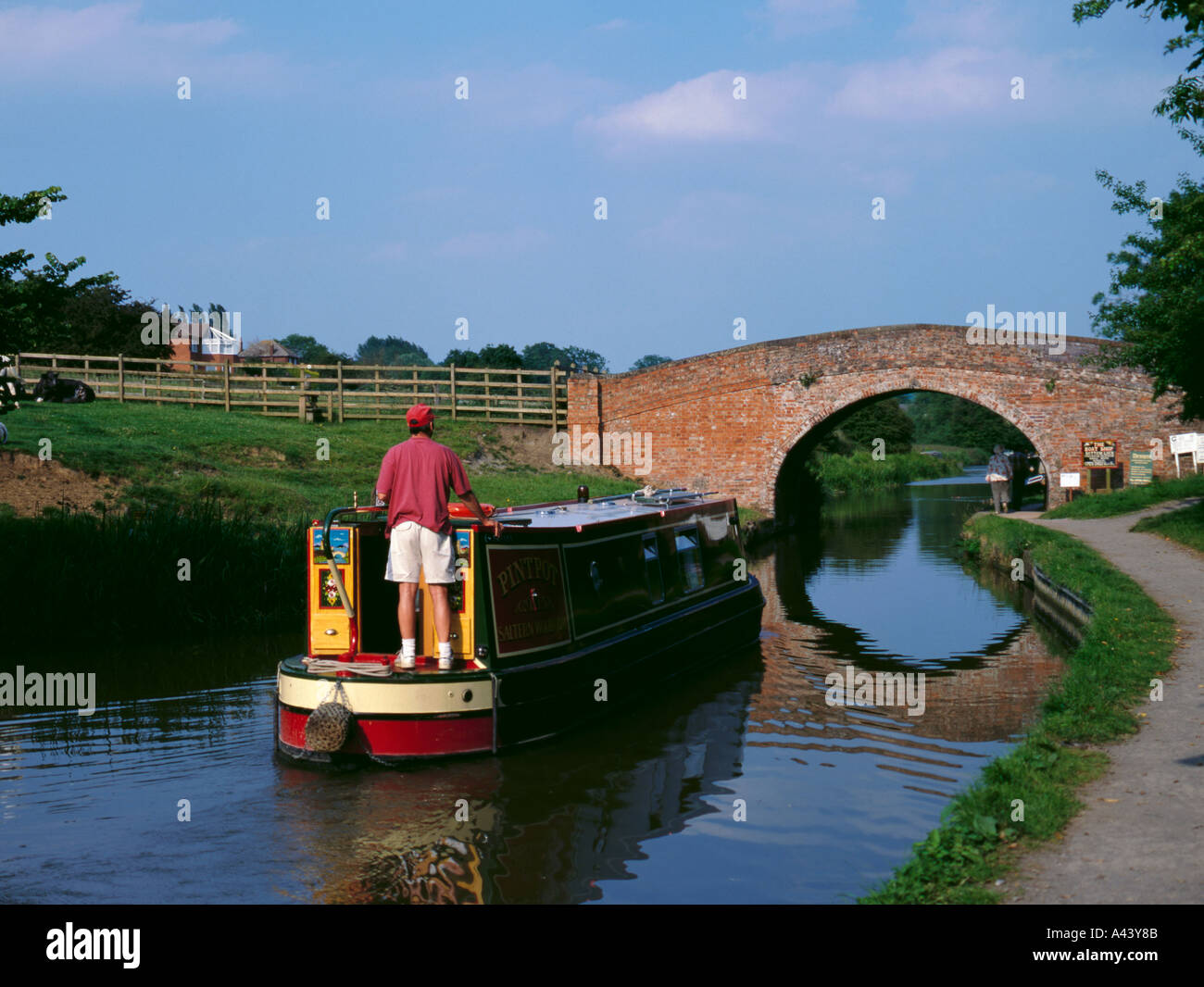 Canal boat on the Grand Union Canal at Braunston, near Daventry, Northamptonshire, England, UK. Stock Photo