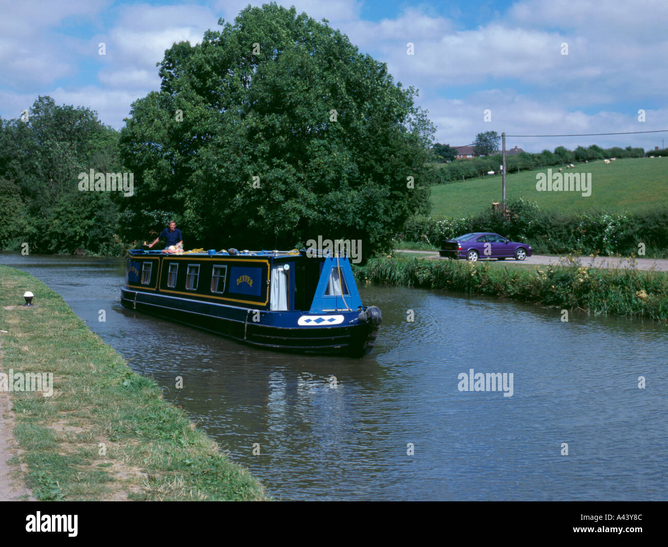 Canal boat on the Grand Union Canal at Braunston, near Daventry, Northamptonshire, England, UK. Stock Photo
