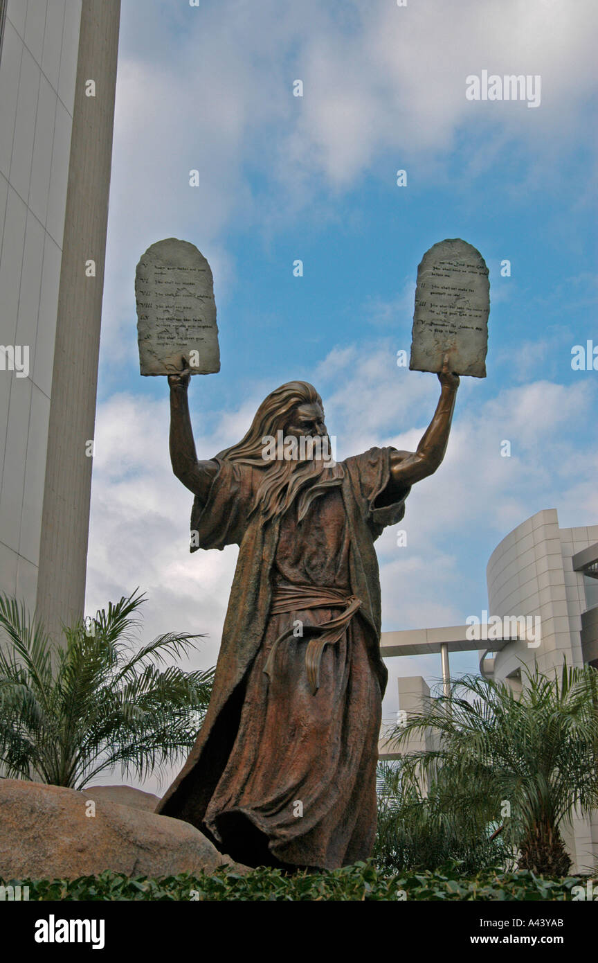 Sculpture of Moses with 10 Commandments  Crystal Cathedral California Garden Grove USA Stock Photo