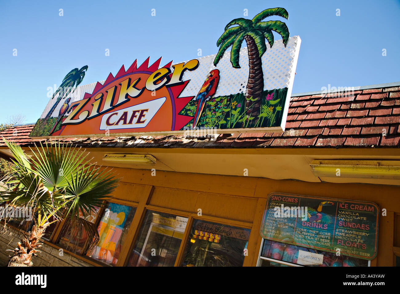 TEXAS Austin Sign for Zilker Cafe food stand in Zilker Park Stock Photo