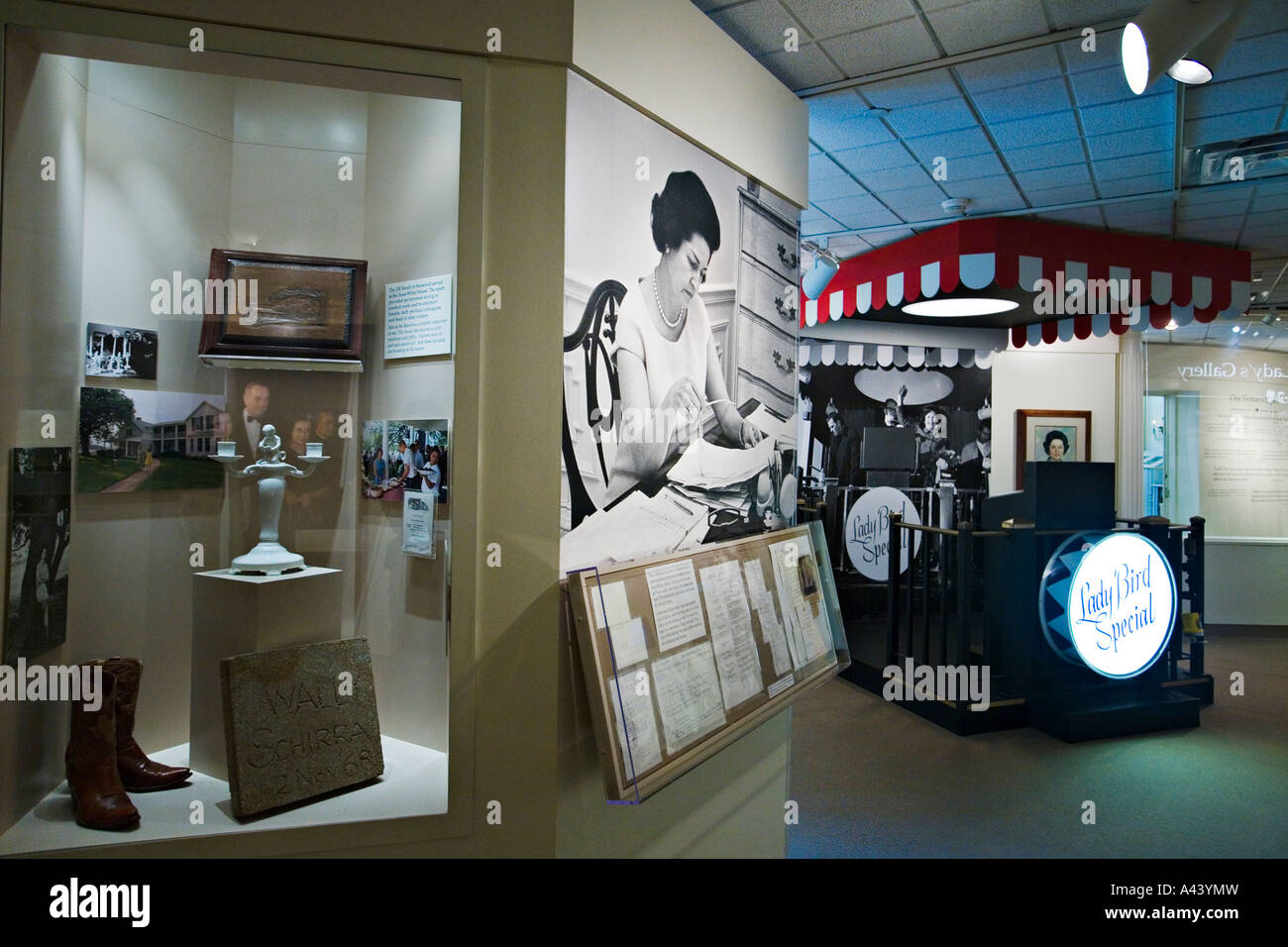 TEXAS Austin First Ladys gallery in interior of Lyndon Baines Johnson Presidential Library and Museum Lady Bird Johnson Stock Photo