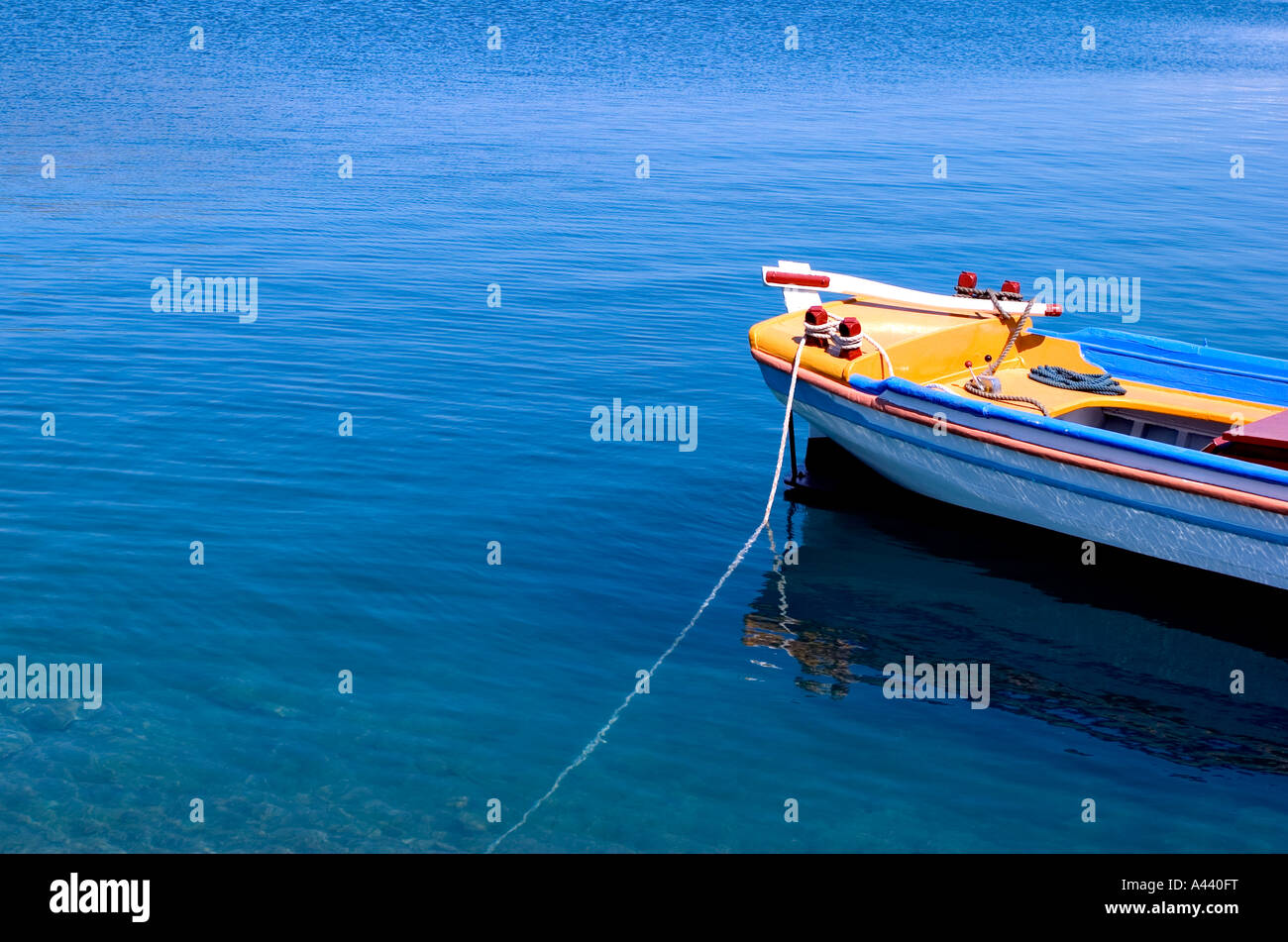 fishing rowing in patmos greece dodecanese islands Stock Photo