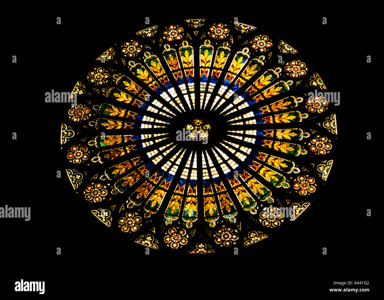 Strasbourg Cathedral France window leaded light lattice window stained glass Stock Photo