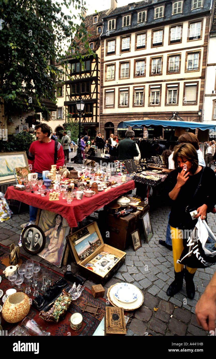 Strasbourg Alsace France Flea market antique town Stock Photo Alamy