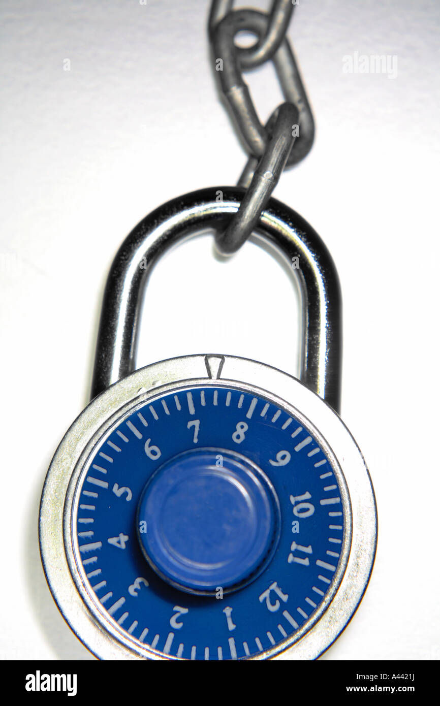 Combination lock and chain Stock Photo Alamy