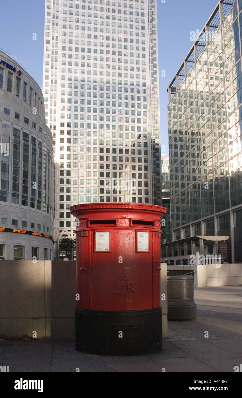 Post box near Canda square Canary Wharf Docklands London UK Stock Photo