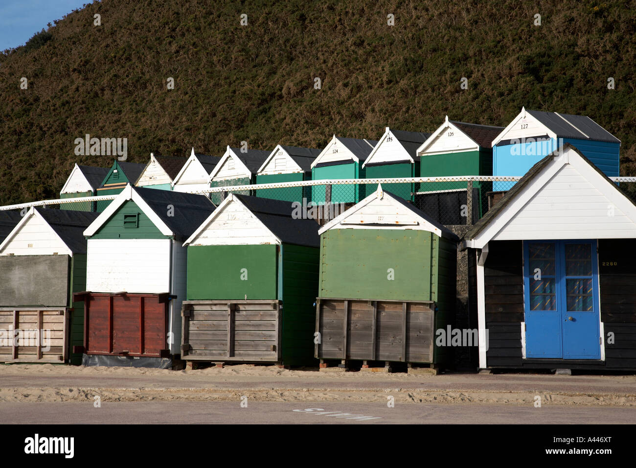 beach huts at durley chine bournemouth dorset england uk Stock Photo