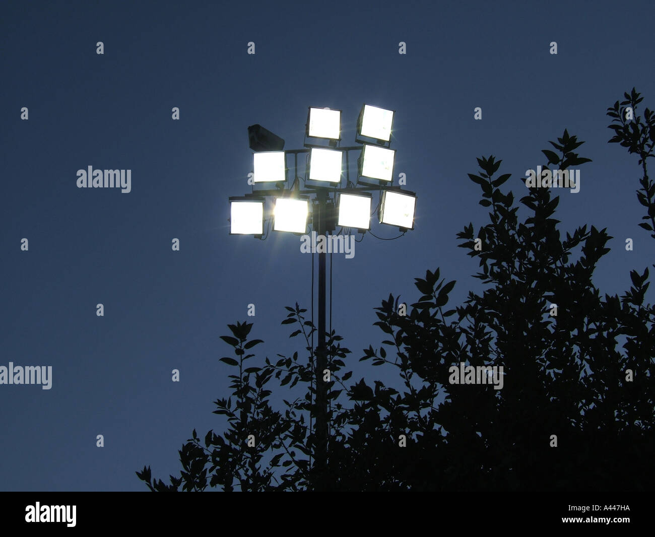 floodlights system on at night Stock Photo Alamy