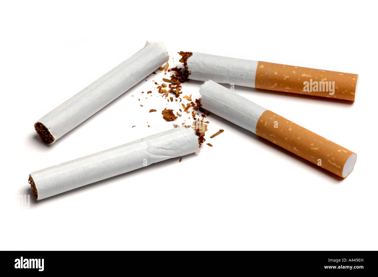 Cigarettes broken in half Stock Photo Alamy