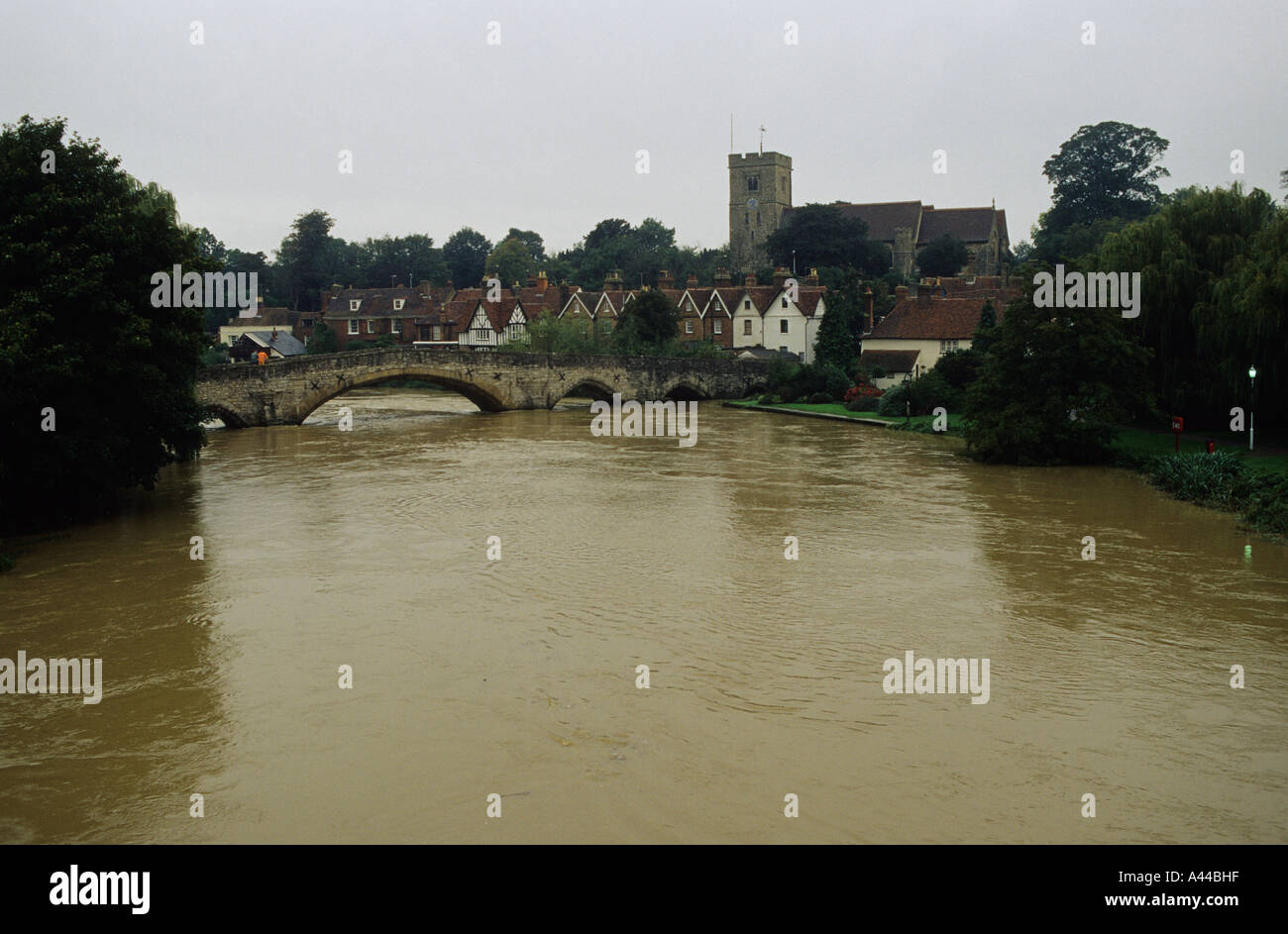 Floods on the river Medway at Aylesford Kent Stock Photo
