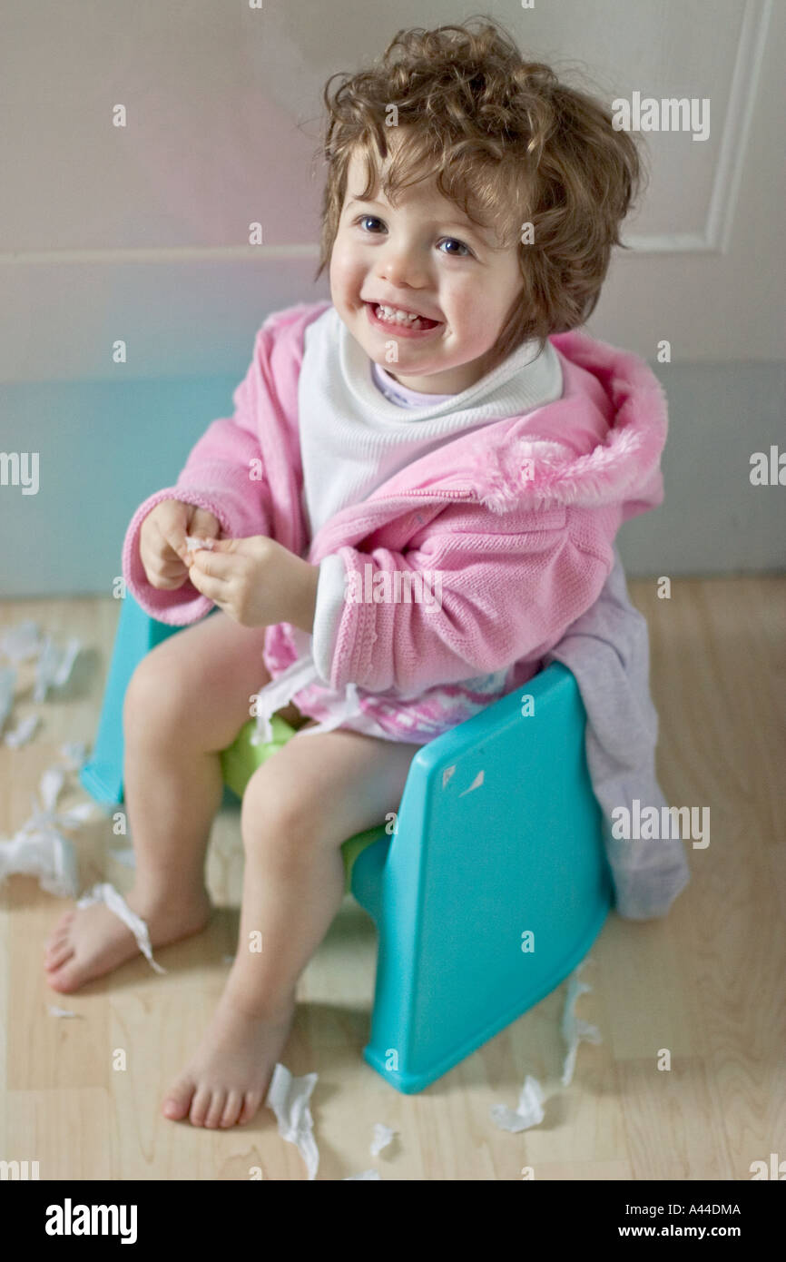 Baby on the potty Stock Photo