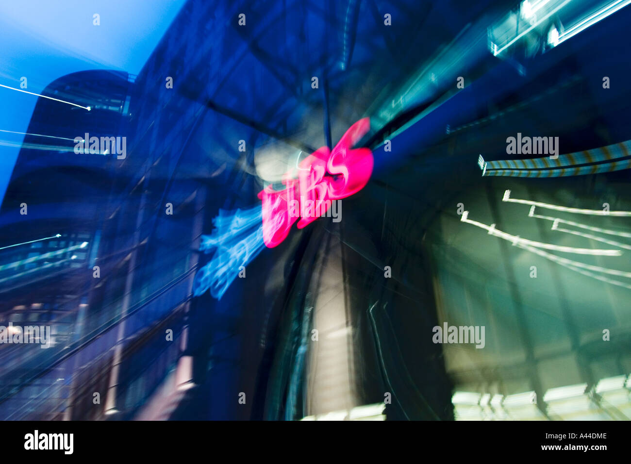Zoom effect on the UBS London headquarters at Broadgate complex Liverpool Street Stock Photo