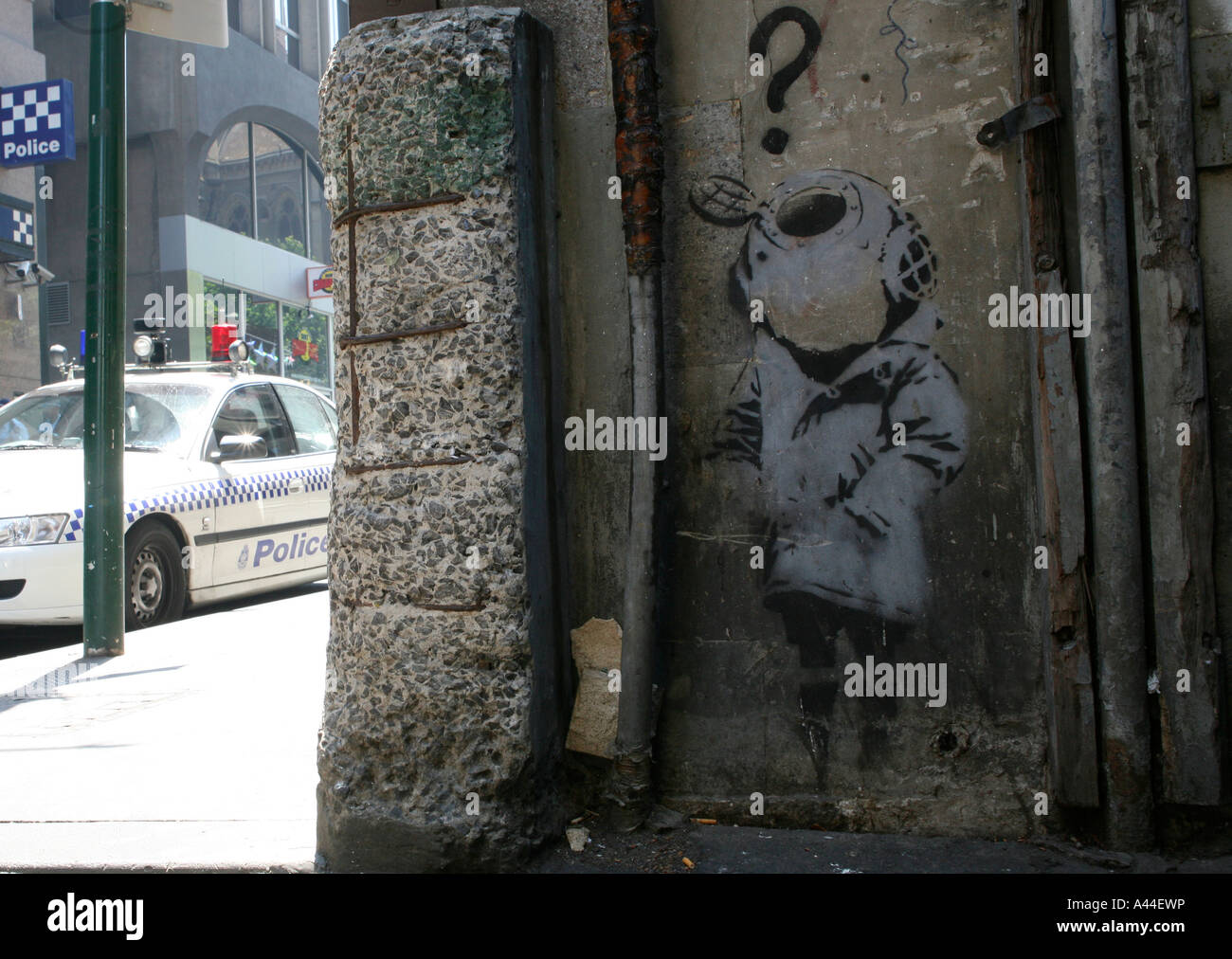 Banksy artwork on Flinders Lane, Melbourne, Australia Stock Photo - Alamy