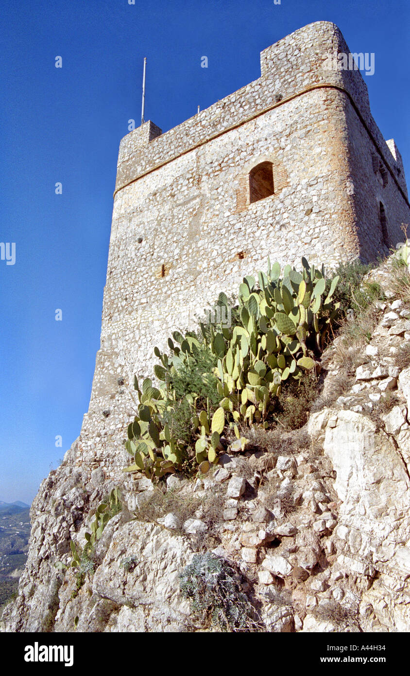 Nazari Settlement Remains of Homenage Tower Zahara de la Sierra Sierra de Grazalema National Park Cadiz Andalusia Spain Stock Photo