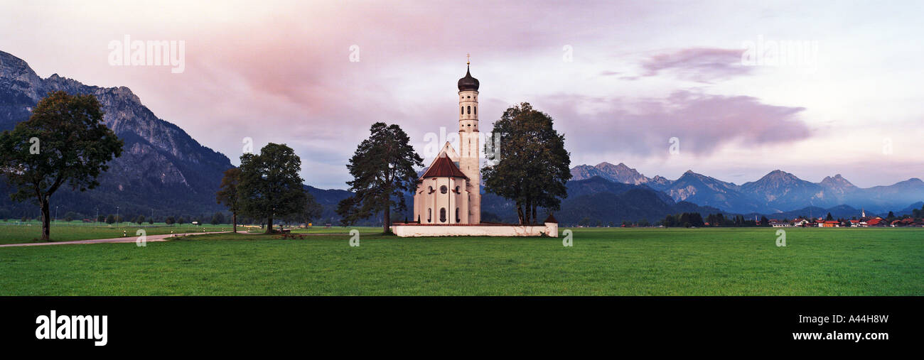 Germany, Bavaria, church St COLOMAN near Schwangau in front of the ...