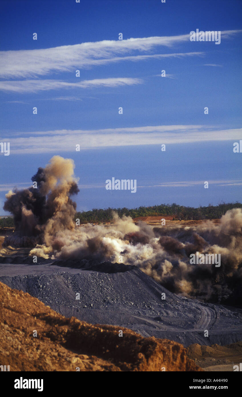 blast series dust and smoke Central Queensland coal mine sip 3633 Stock Photo