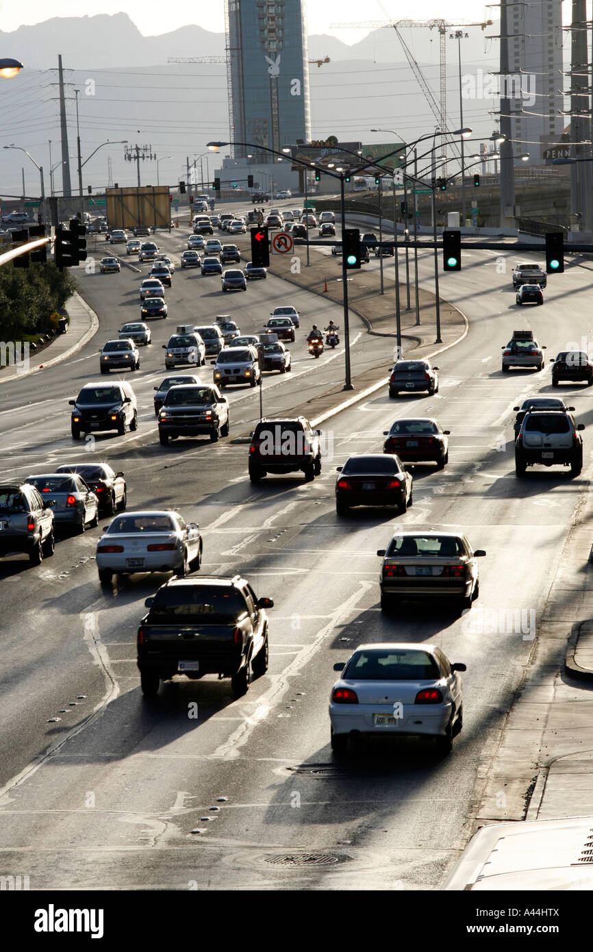 USA, Las Vegas car traffic on a multi lane street Stock Photo - Alamy