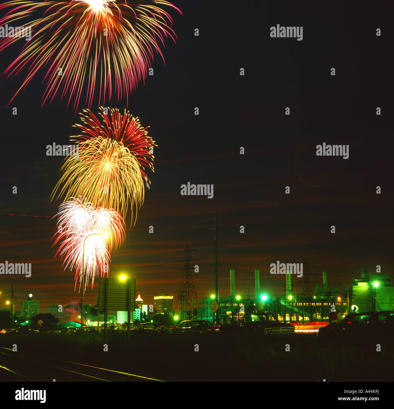 Fireworks over Peoria Illinois USA Stock Photo Alamy