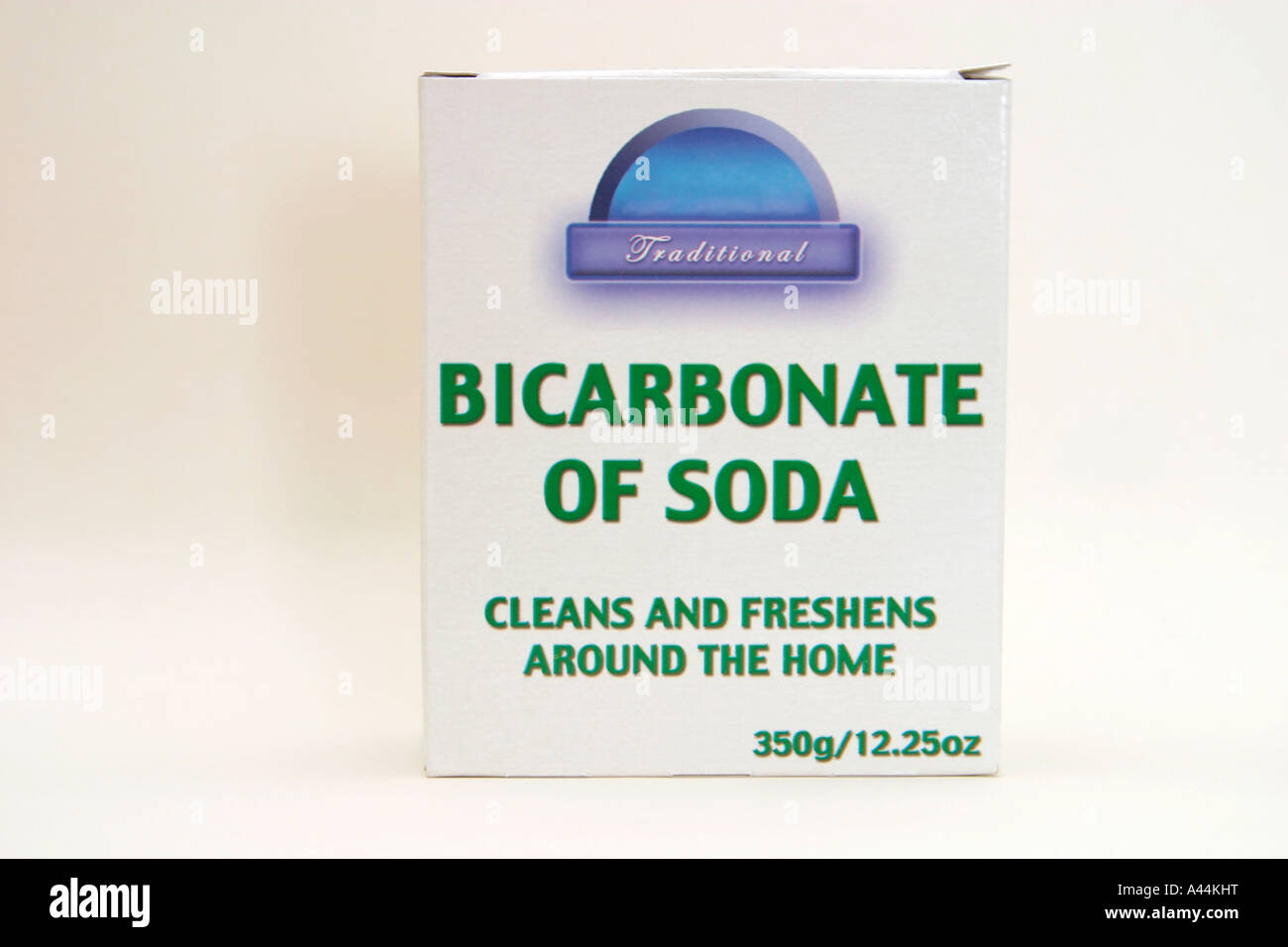 Packet of bicarbonate of soda on kitchen shelf Stock Photo
