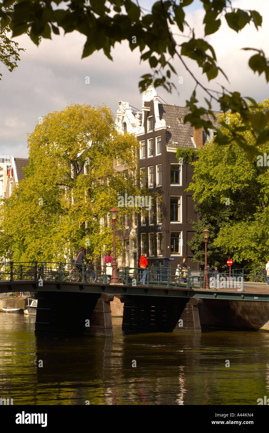 Canal bridge Amsterdam Holland Stock Photo Alamy