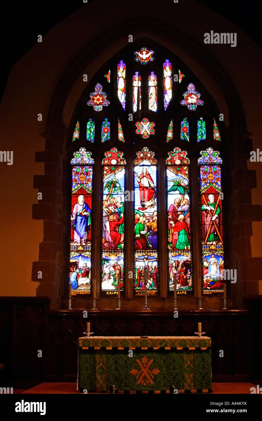 Stained glass window at St Andrews Church, Tarring Village, near Worthing, West Sussex Stock