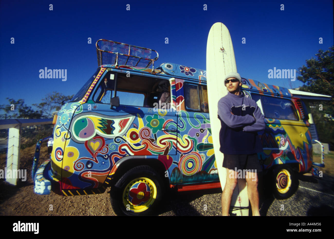 surfer and kombi van sip 3561 Stock Photo