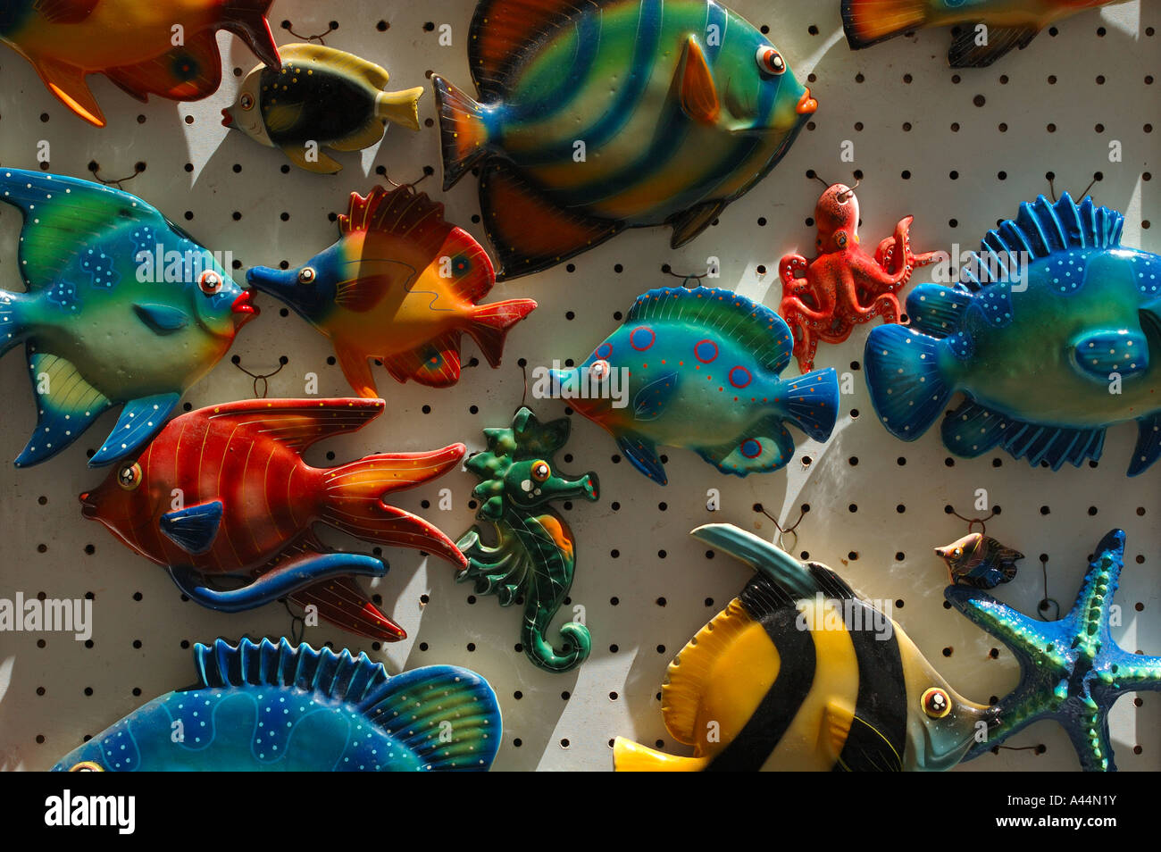 Painted ceramic sea animals exposed in store Stock Photo Alamy