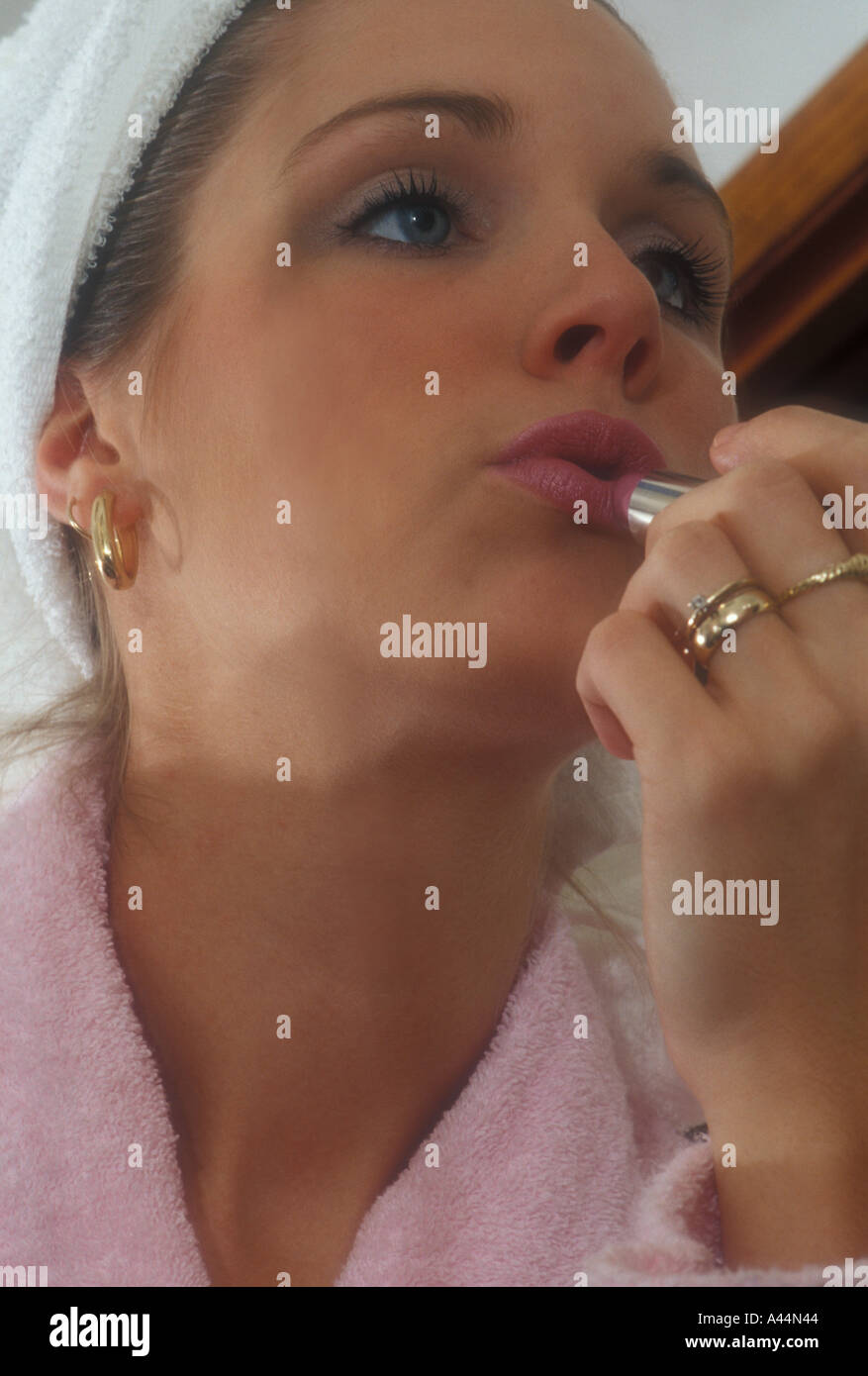 Putting on Makeup Stock Photo