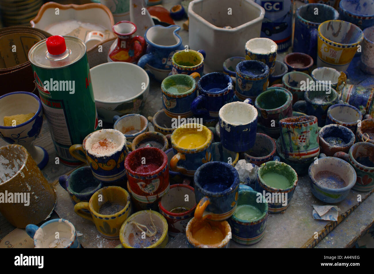 Process of making dishware, Vietri sul Mare - Italy. Stock Photo