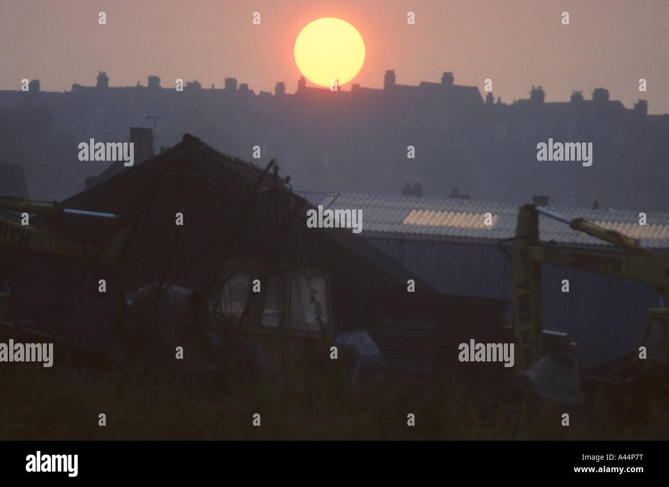 Sunsetting Over The Terraced Streets Of Stoke-On-Trent, In Staffordshire UK. Stock Photo