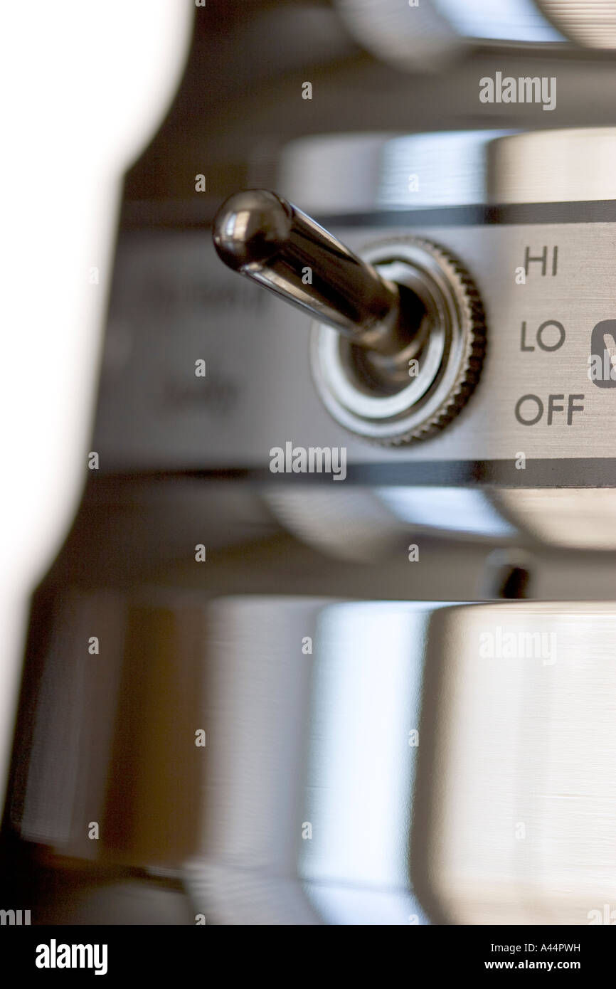 Electric power switch on a sleek stylish food processor blender Stock ...